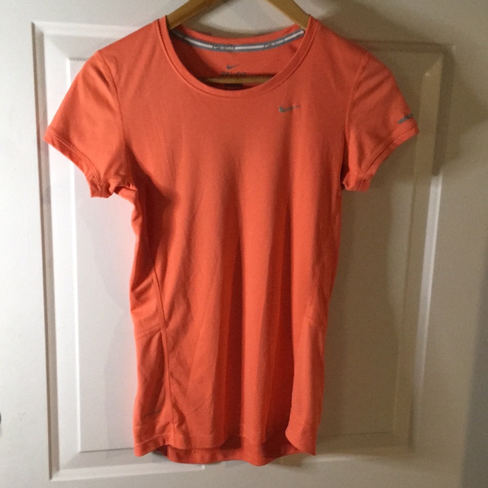 Nike Running Dri-Fit Athletic T-Shirt in Coral Pink XS
